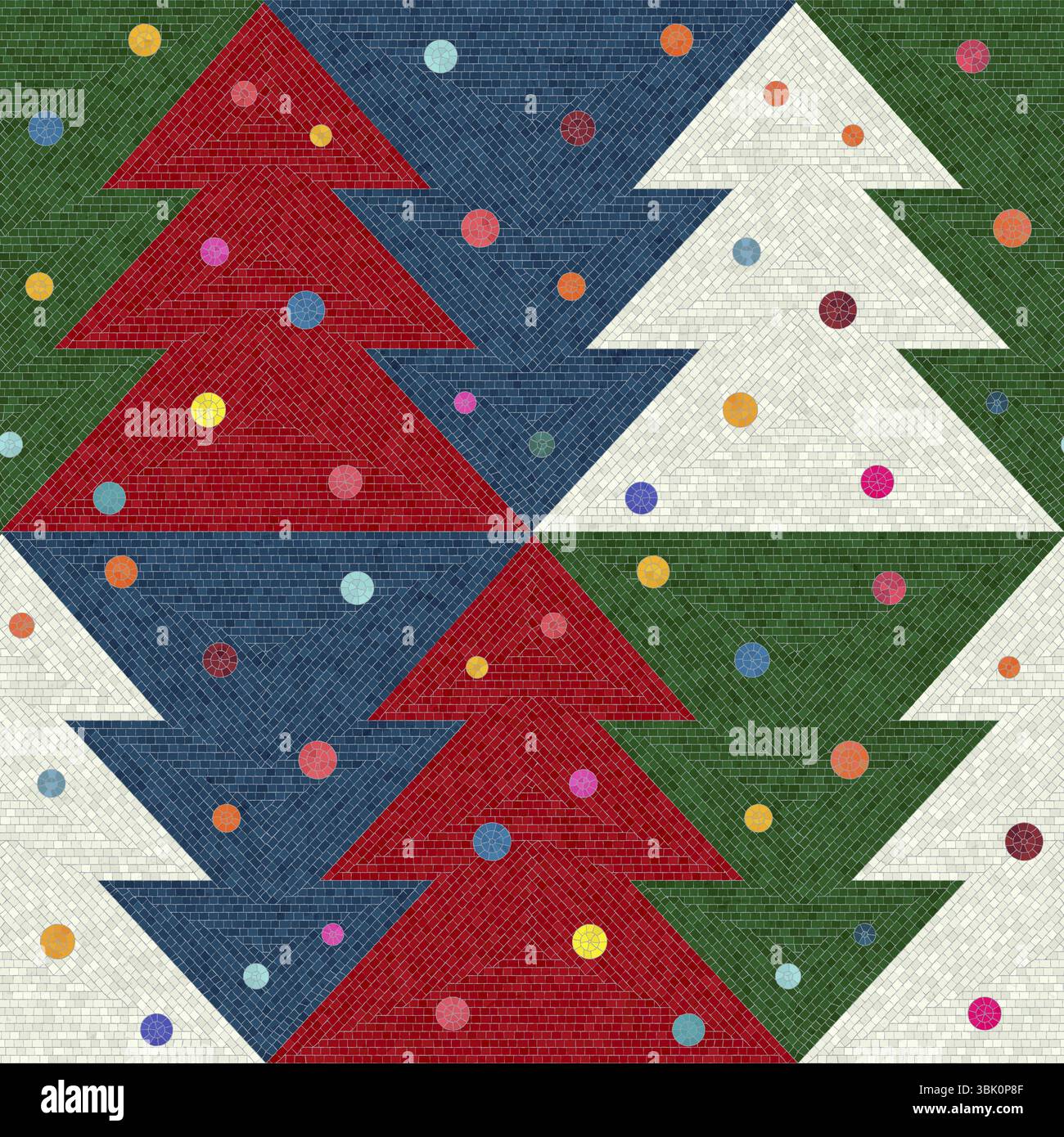 Tessere a mosaico albero di Natale motivo vettoriale senza cuciture Foto Stock