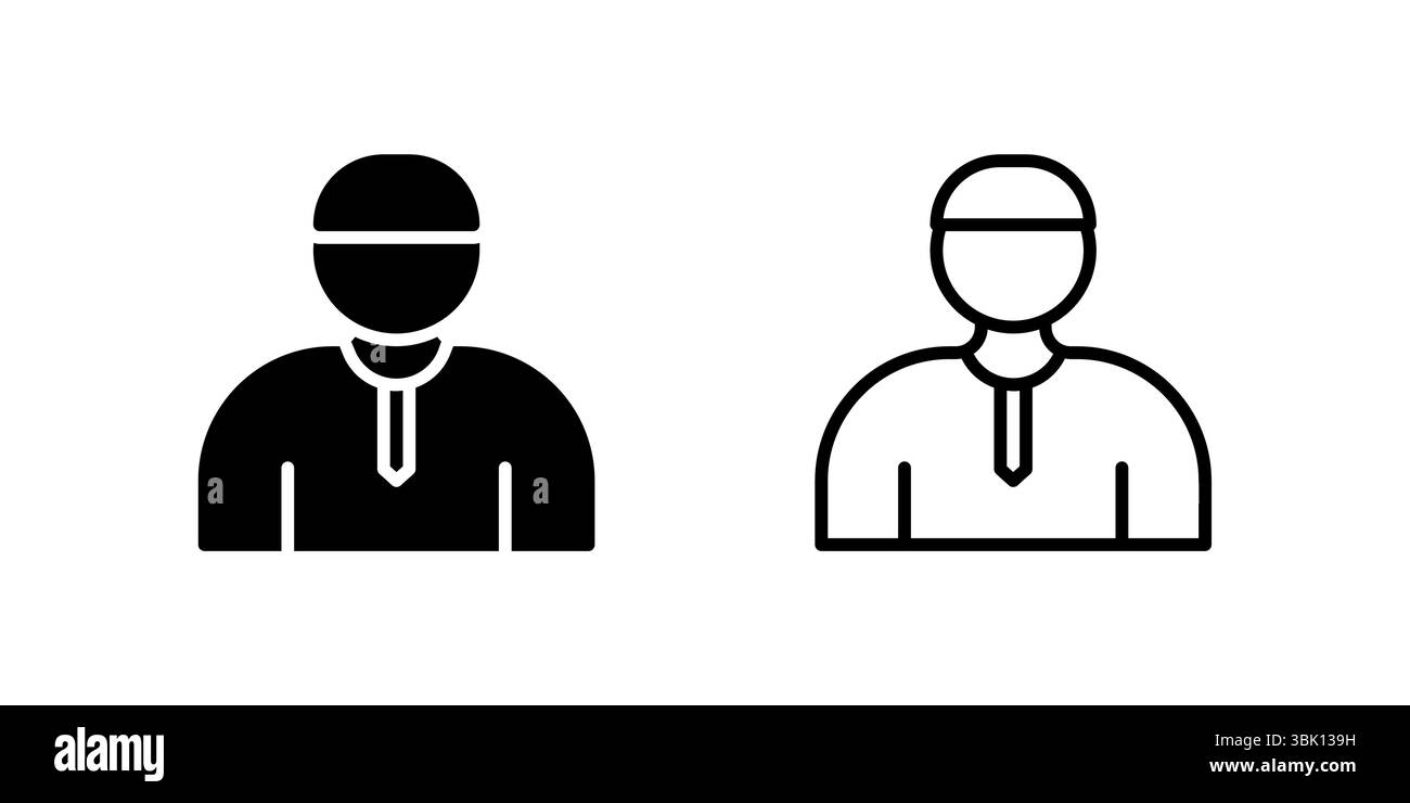 Icona di un uomo musulmano in abbigliamento tradizionale. Illustrazione Vettoriale