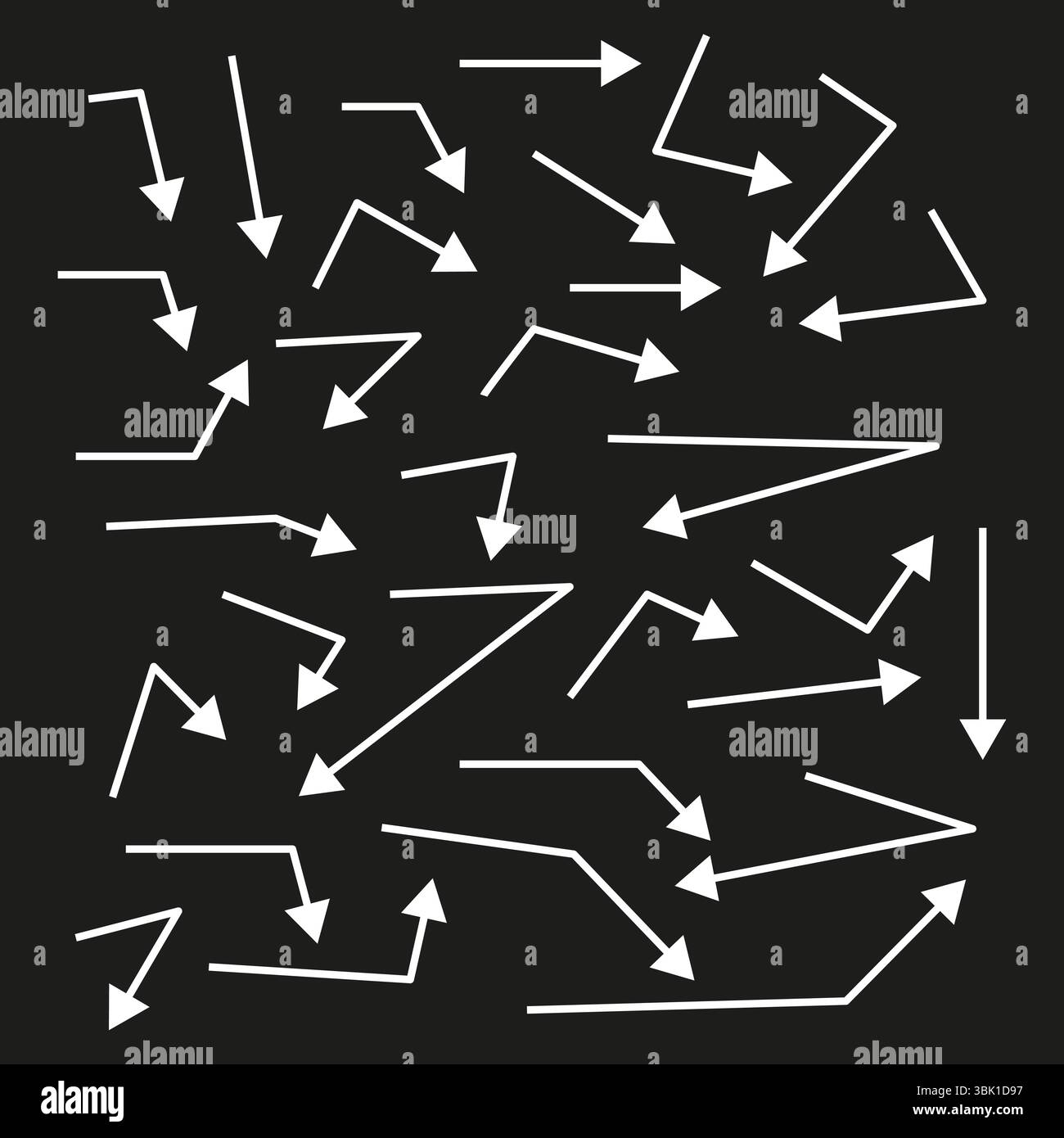 Frecce geometriche bianche. Puntatore direzionale impostato. Icone di linea astratta. Simboli vettoriali moderni. Illustrazione Vettoriale