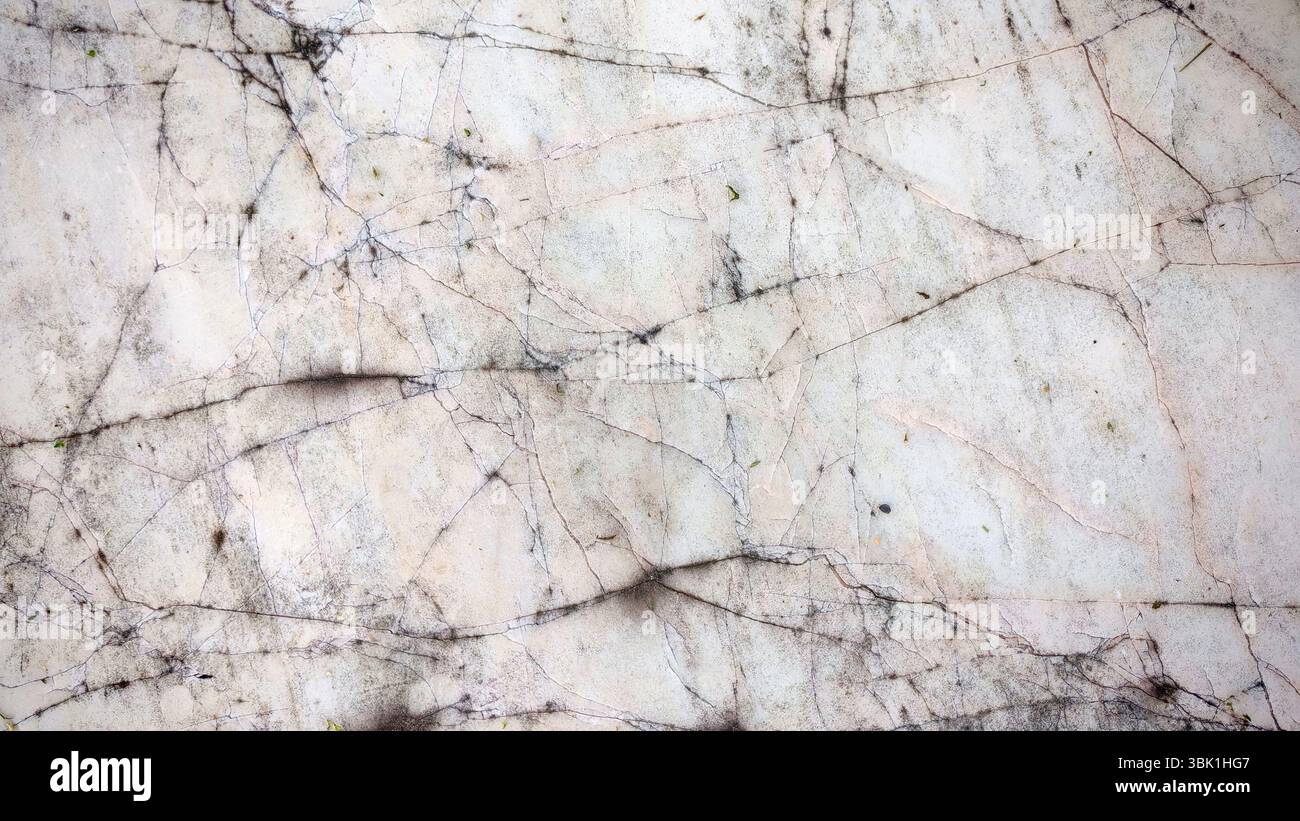 Trama di pietra di marmo bianco incrinato con venature scure Foto Stock