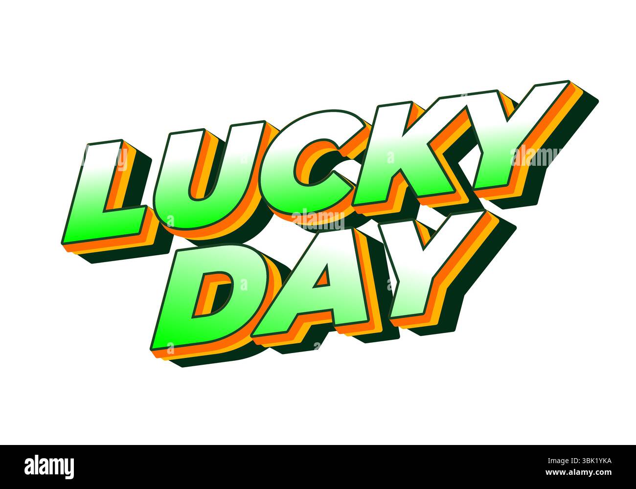 Giorno fortunato. design effetto testo con carattere in grassetto per eventi promozionali online o offline Illustrazione Vettoriale