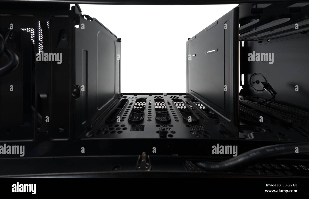 Primo piano della superficie in acciaio nero di una macchina Foto Stock