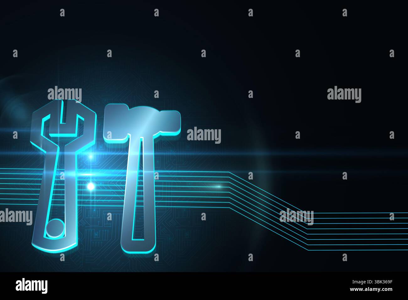 Strumenti lucido su sfondo nero Foto Stock