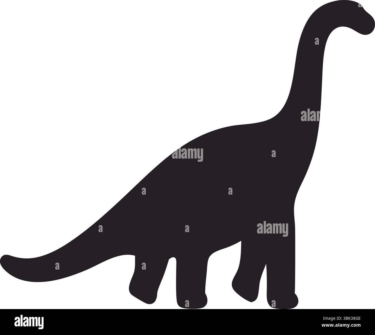 Silhouette di dinosauro Vector, Black Brachiosaurus Clipart, Isolated Prehistoric Animal Art, Nature Extinct Wildlife, Simple Outline, Jurassic Design Illustrazione Vettoriale