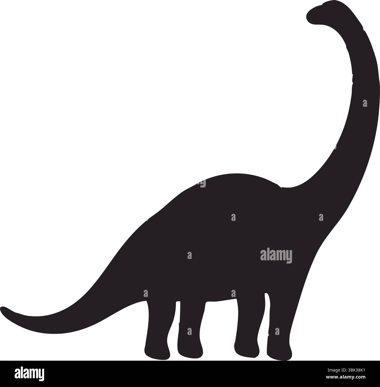 Silhouette di dinosauro Vector, Black Brachiosaurus Clipart, Isolated Prehistoric Animal Art, Nature Extinct Wildlife, Simple Outline, Jurassic Design Illustrazione Vettoriale