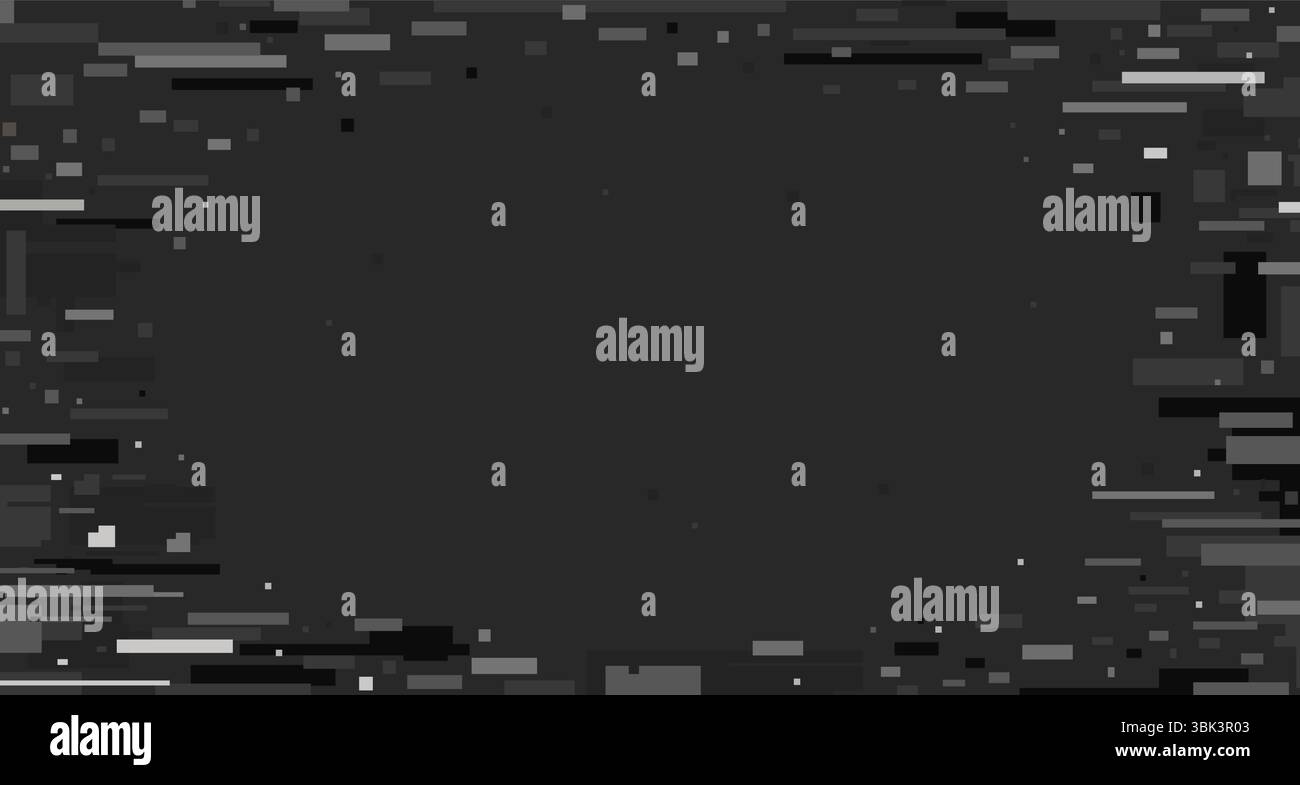 Sovrapposizione dei difetti digitali. Effetto pixel noise, distorsione TV con artefatti statici dello schermo pixel, texture pixel glitch su nastro VHS analogico. Rumore vettoriale Illustrazione Vettoriale