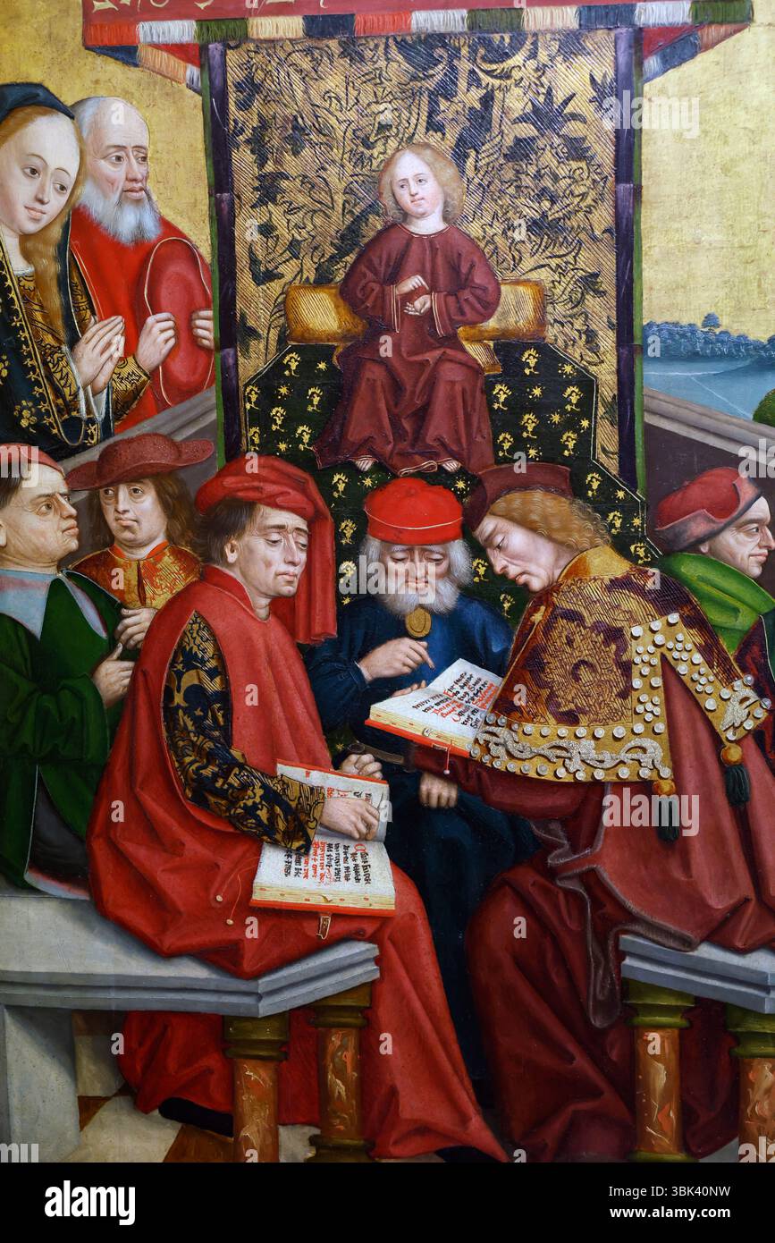 Il Museo Nazionale. Gesù parla agli insegnanti della legge. 1499. Pannelli in legno di abete dalla cattedrale di Amburgo. Varsavia. Polonia. Foto Stock
