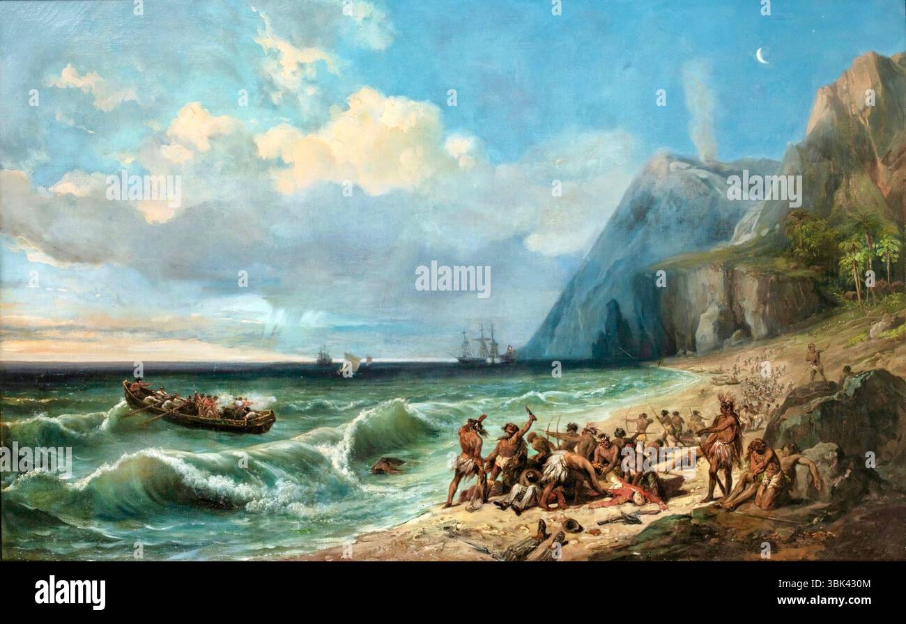 Jean-Charles Joseph Remond (francese, 1795 - 1875) - la morte del capitano Cook Foto Stock