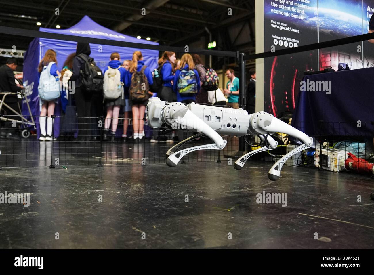 Una dimostrazione robotica di cani alla Big Bang Fair 2025, per giovani scienziati e ingegneri, al NEC di Birmingham. Data foto: Mercoledì 18 giugno 2025. Foto Stock