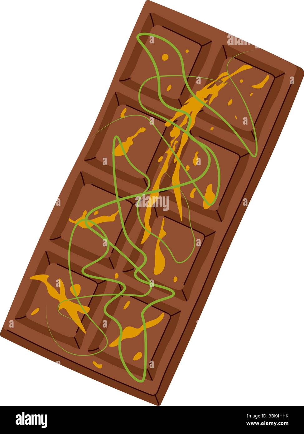 Barretta di cioccolato di Dubai con ripieno di pasta di pistacchio. Dessert gourmet di lusso. Cioccolato artigianale di prima qualità, dessert al cacao. Illustrazione vettoriale Illustrazione Vettoriale