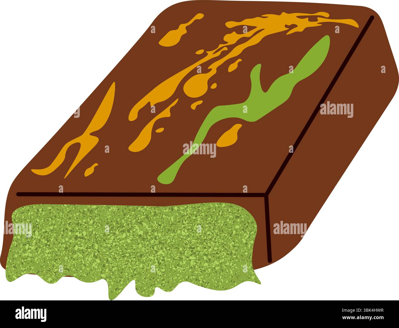 Barretta di cioccolato di Dubai con ripieno di pasta di pistacchio. Dessert gourmet di lusso. Cioccolato artigianale di prima qualità, dessert al cacao. Illustrazione vettoriale Illustrazione Vettoriale