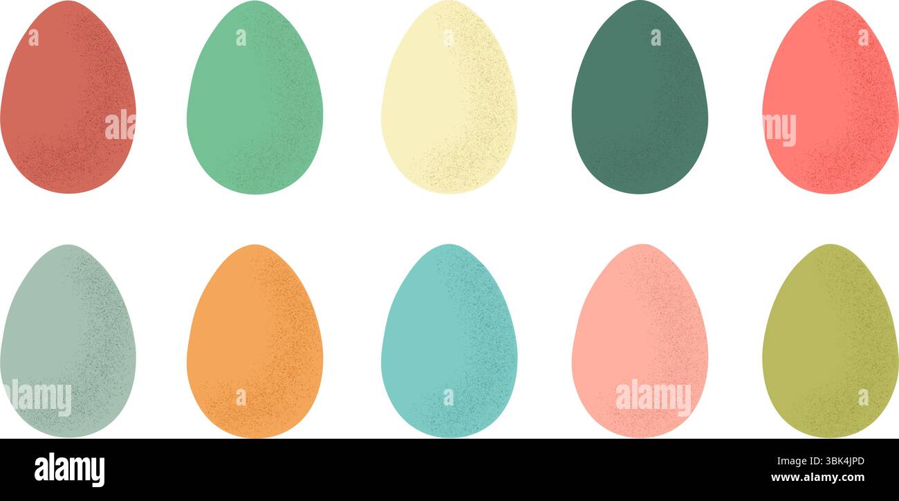 Set di deliziose uova di Pasqua colorate. Simboli religiosi tradizionali di Pasqua. Collezione di elementi decorativi. Illustrazione vettoriale Illustrazione Vettoriale