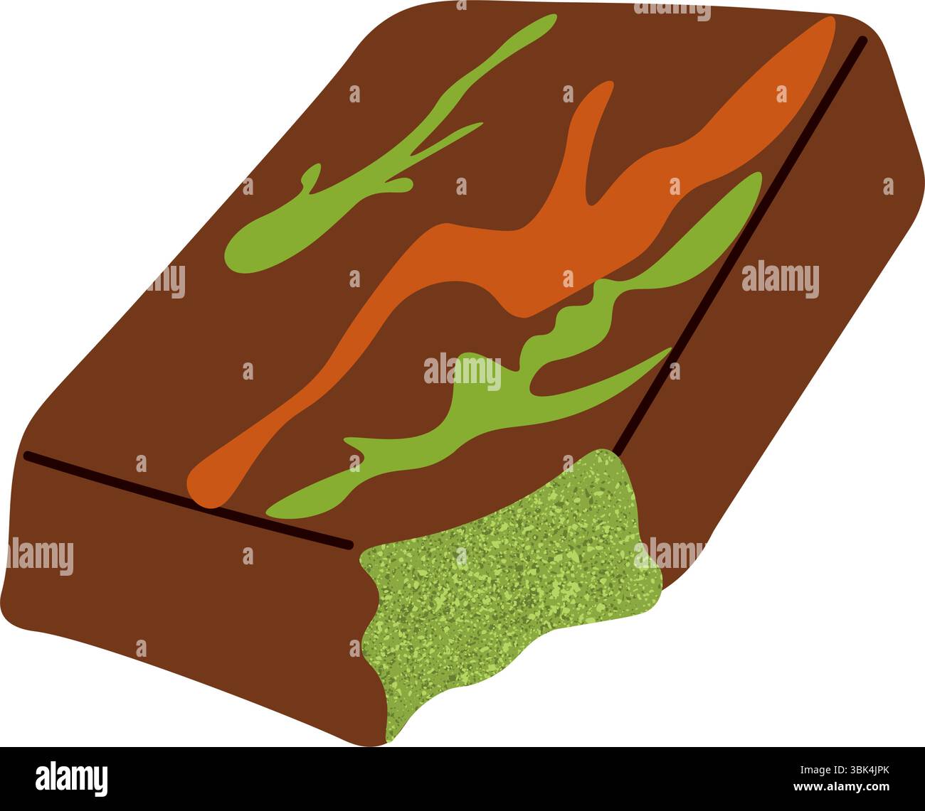Barretta di cioccolato di Dubai con ripieno di pasta di pistacchio. Dessert gourmet di lusso. Cioccolato artigianale di prima qualità, dessert al cacao. Illustrazione vettoriale Illustrazione Vettoriale
