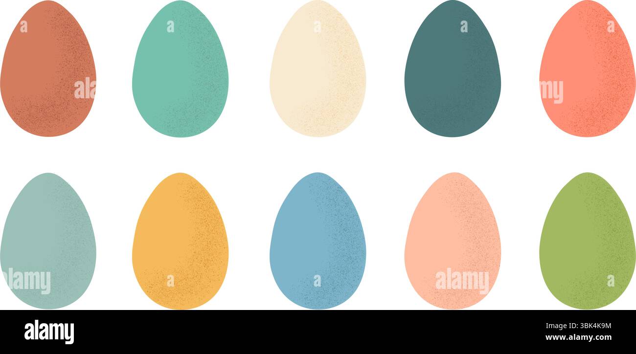 Set di deliziose uova di Pasqua colorate. Simboli religiosi tradizionali di Pasqua. Collezione di elementi decorativi. Illustrazione vettoriale Illustrazione Vettoriale