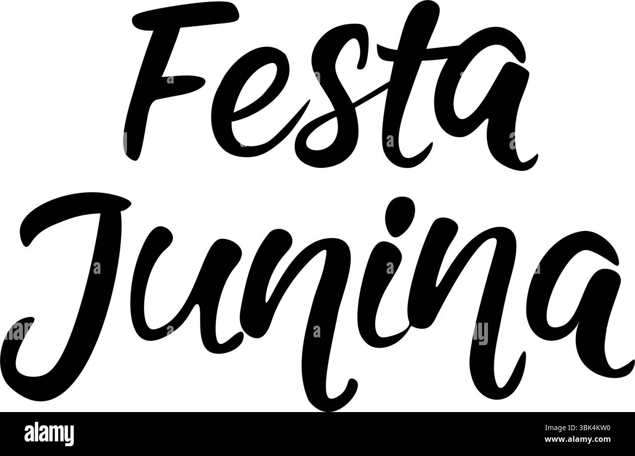 Elegante scritta nera a mano di Festa Junina. Testo tipografico semplice e moderno per i disegni del festival brasiliano di giugno, poster, cartoline, invitati Illustrazione Vettoriale