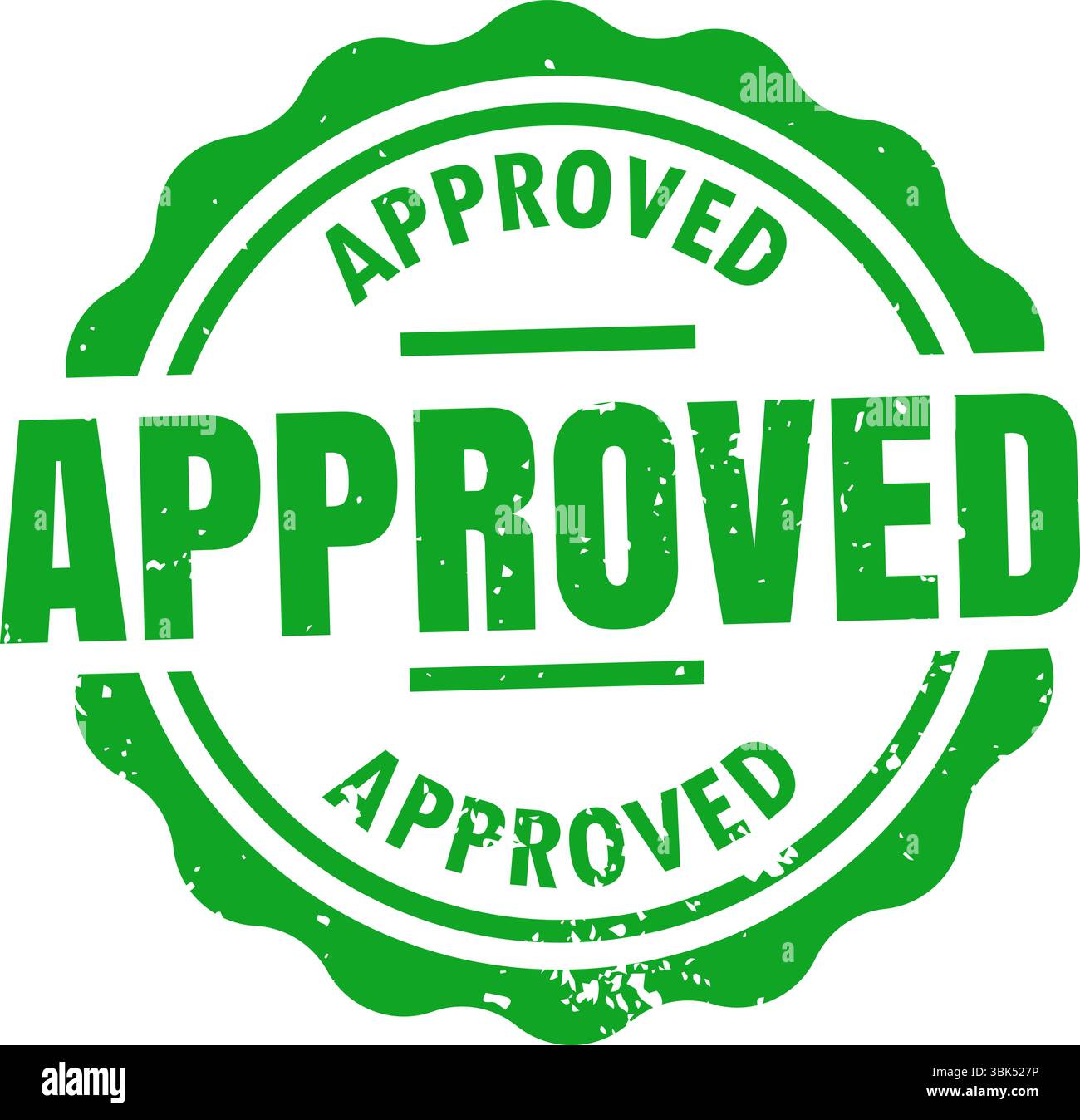 Logo di timbro approvato verde – vettore a sigillo rotondo tipo Grunge Illustrazione Vettoriale