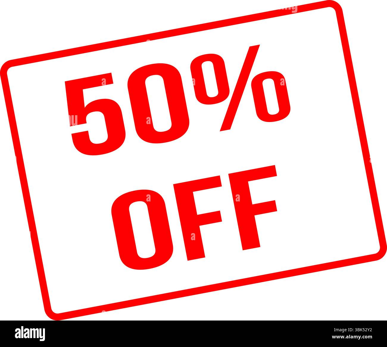 Cartellone rosso con sconto del 50% – etichetta di sconto audace per le promozioni Illustrazione Vettoriale