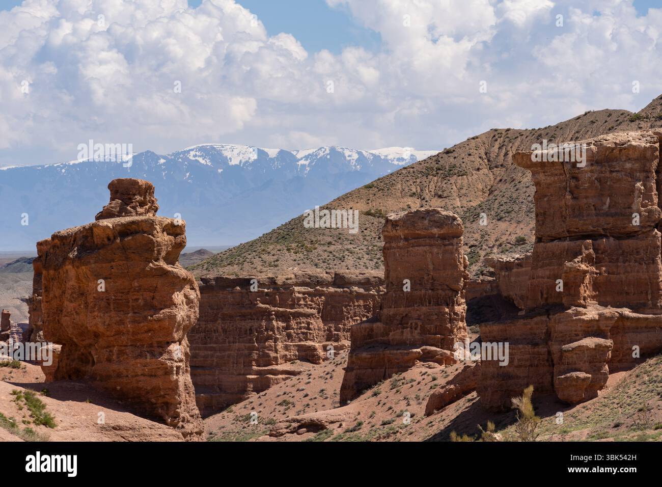 Canyon di Charyn, Kazakistan: Paesaggio spettacolare del canyon di Charyn nella regione di Almaty in Kazakistan, in Asia centrale Foto Stock