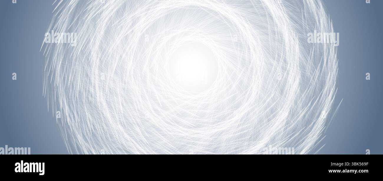 Struttura più sottile e delicata di linee sottili e fili attorcigliati in una spirale intorno a un flash luminoso Illustrazione Vettoriale