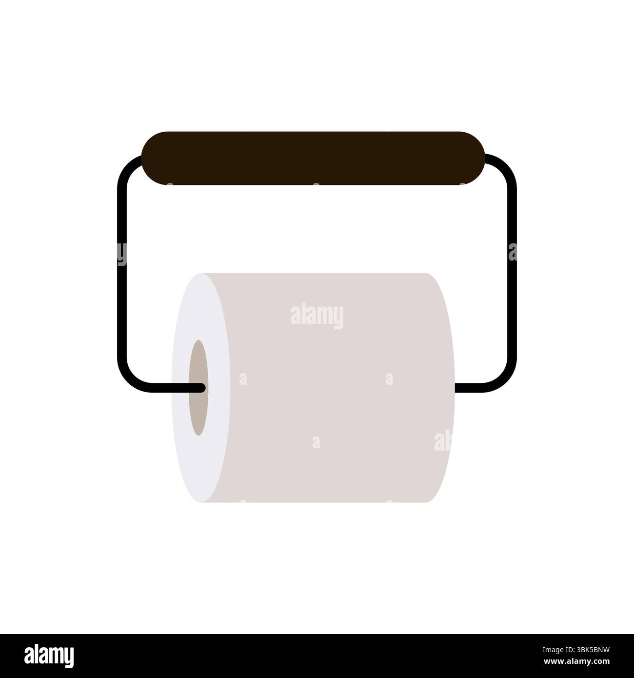 Design semplice di un portarotolo di carta igienica con rotolo bianco in uno stile minimalista Illustrazione Vettoriale