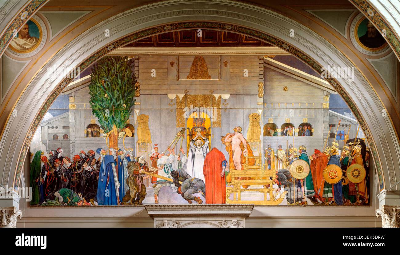 Carl Larsson. Dipinto intitolato Midwinter's Sacrifice del pittore svedese Carl Olof Larsson (1853-1919), olio su tela, 1914/5 Foto Stock