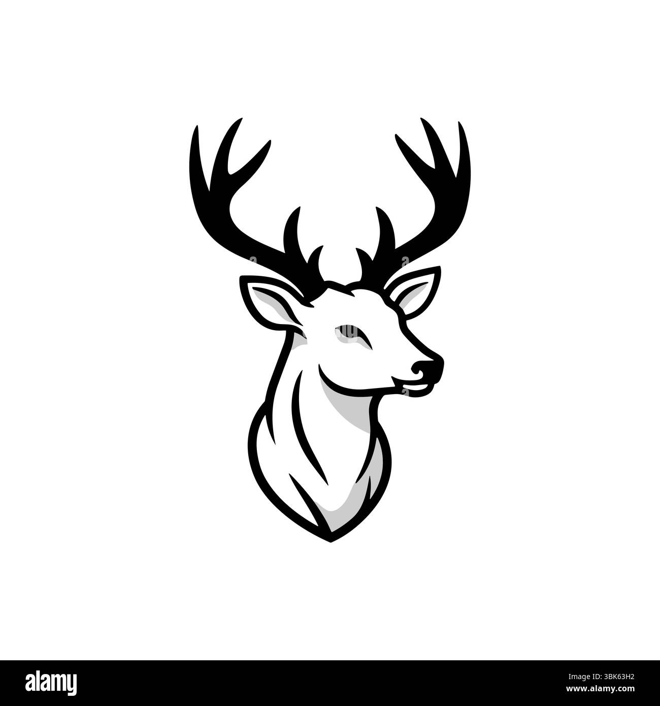 Elegante icona minimalista con il logo della testa di cervo dalle linee pulite e dal design moderno. Ideale per branding, prodotti di lusso, temi naturalistici o pr ispirati alla fauna selvatica Illustrazione Vettoriale