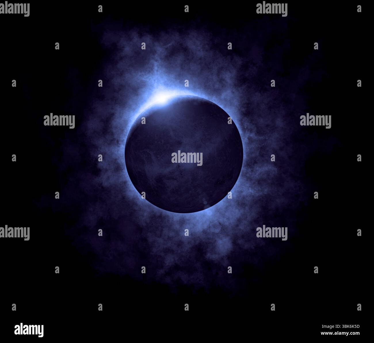 Eclissi blu nello spazio Foto Stock