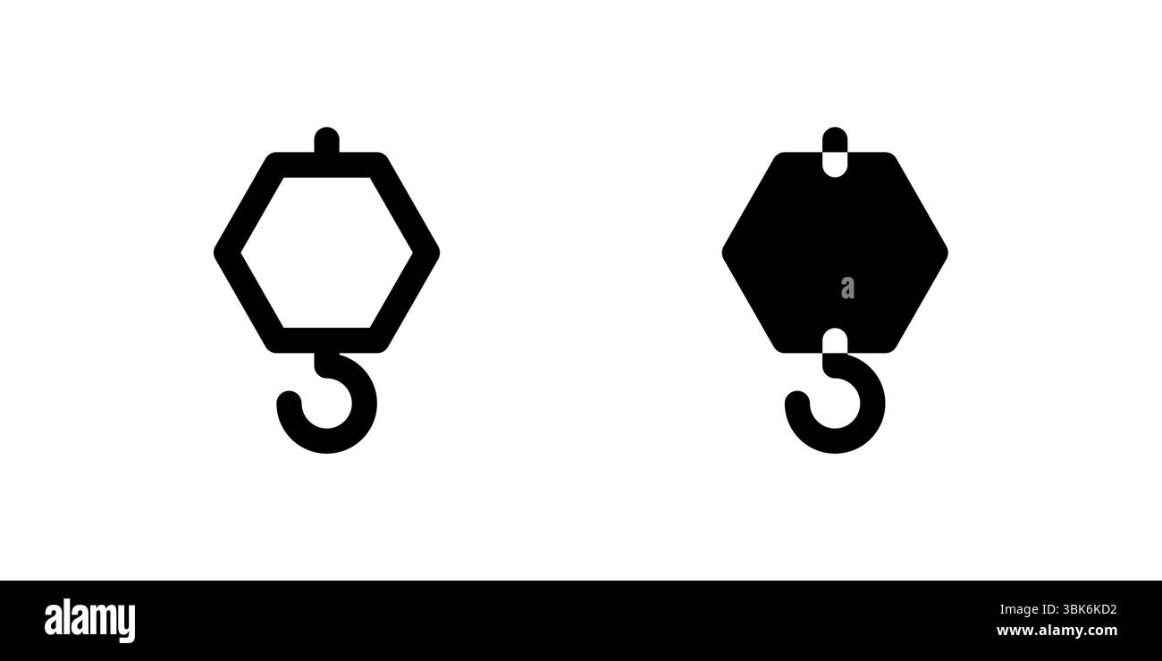 Set di icone a gancio utilizzato per sollevare, tirare o fissare oggetti in attività meccaniche o edili. Illustrazione Vettoriale