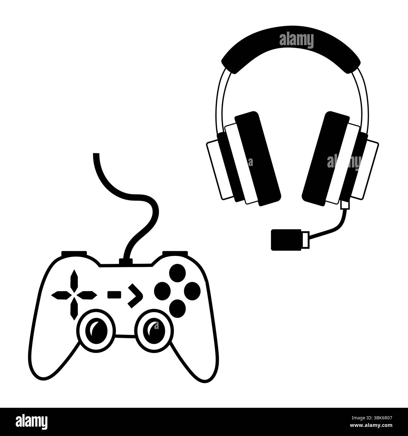 Accessorio per cuffie per giochi. Dispositivo gamepad del controller. Configurazione del vettore di intrattenimento. Attrezzature tecnologiche moderne. Illustrazione Vettoriale