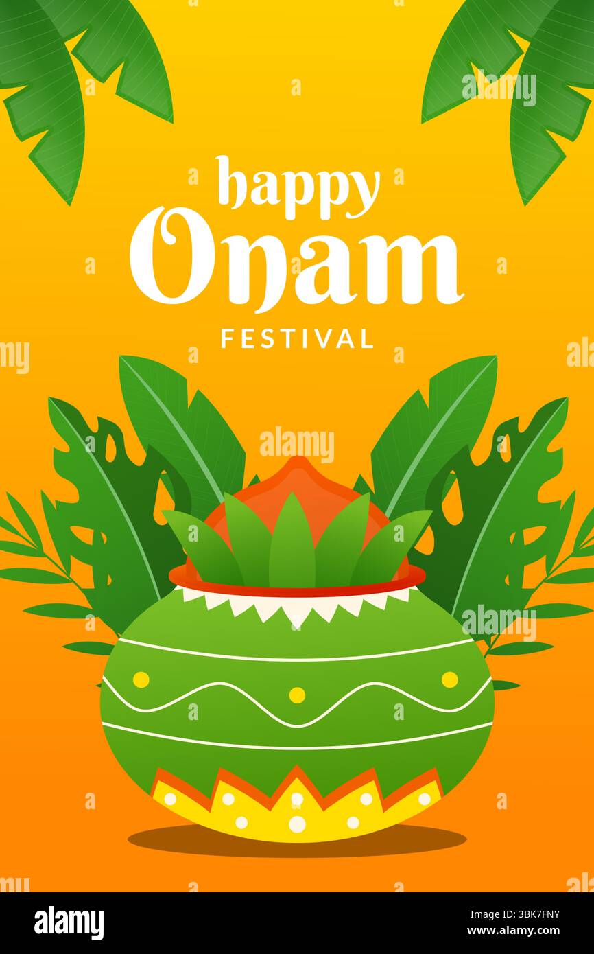 illustrazione del poster del festival happy onam in stile gradiente Illustrazione Vettoriale