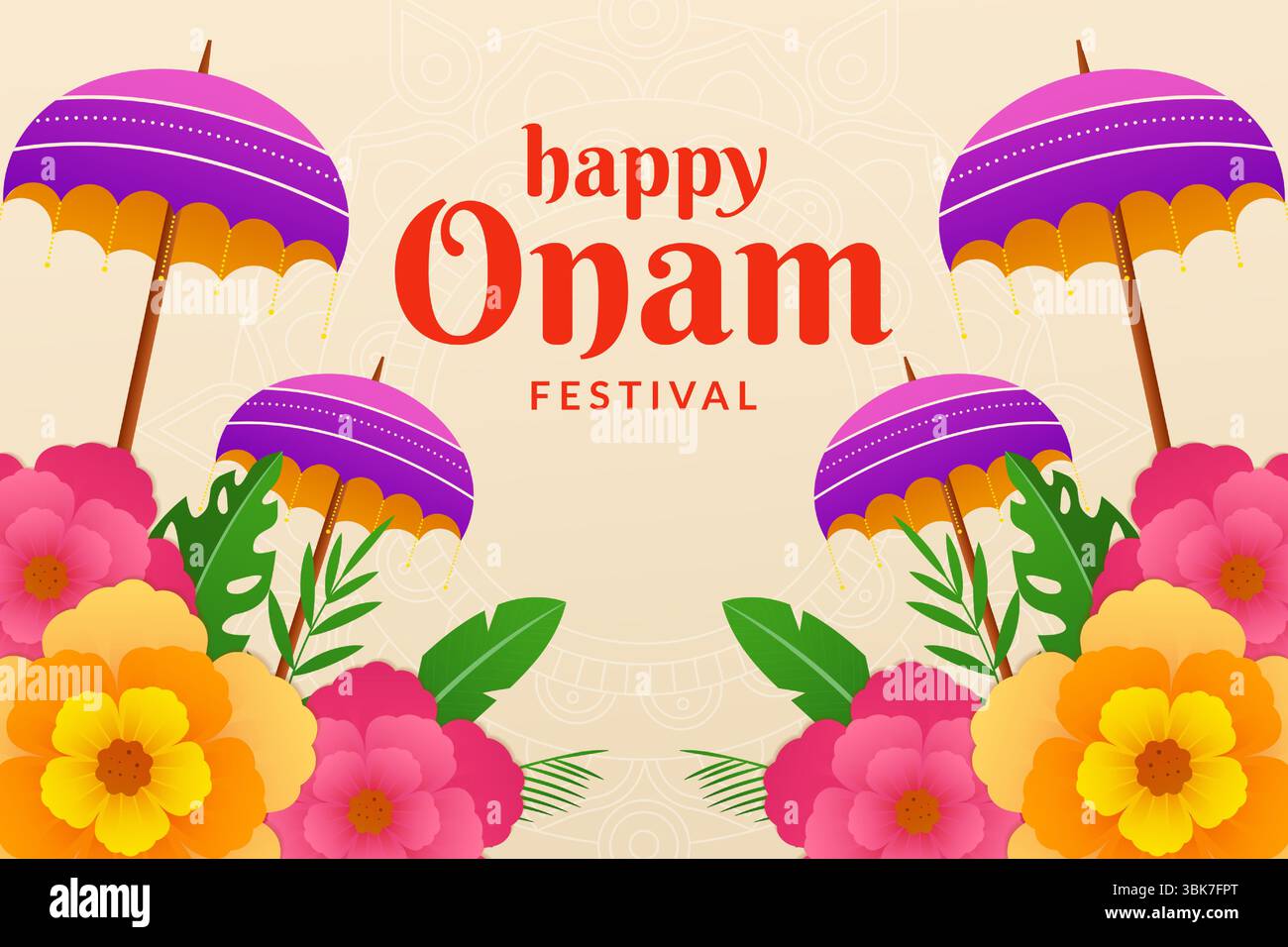 happy onam festival illustrazione di fondo in stile gradiente Illustrazione Vettoriale