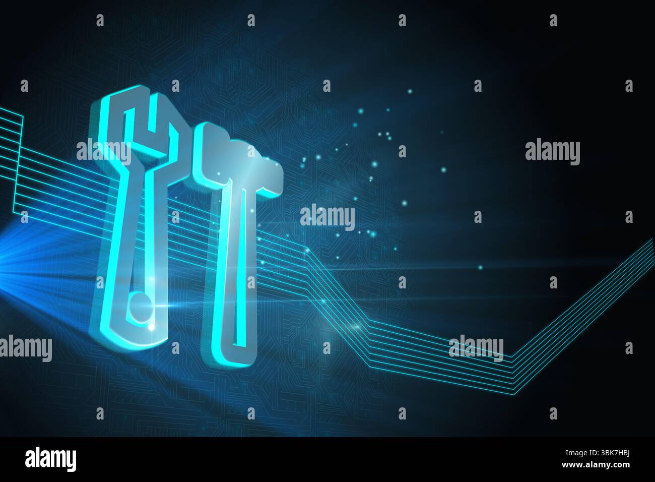 Strumenti lucido su sfondo nero Foto Stock