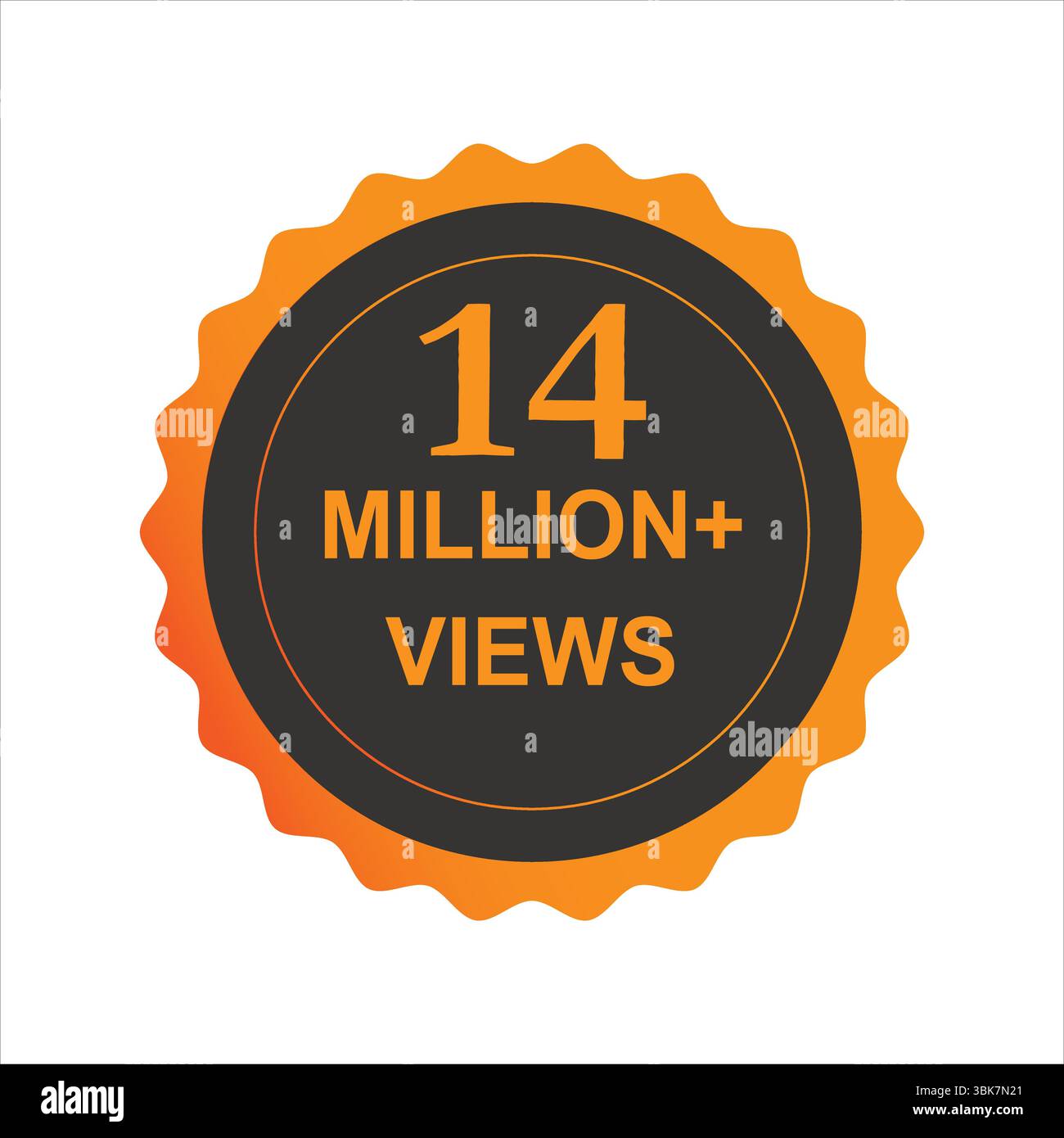 vettore celebrativo di 14 milioni di visualizzazioni con testo di ringraziamento e congratulazioni. Circle background design per le pietre miliari dei social media e i contenuti virali. Illustrazione Vettoriale