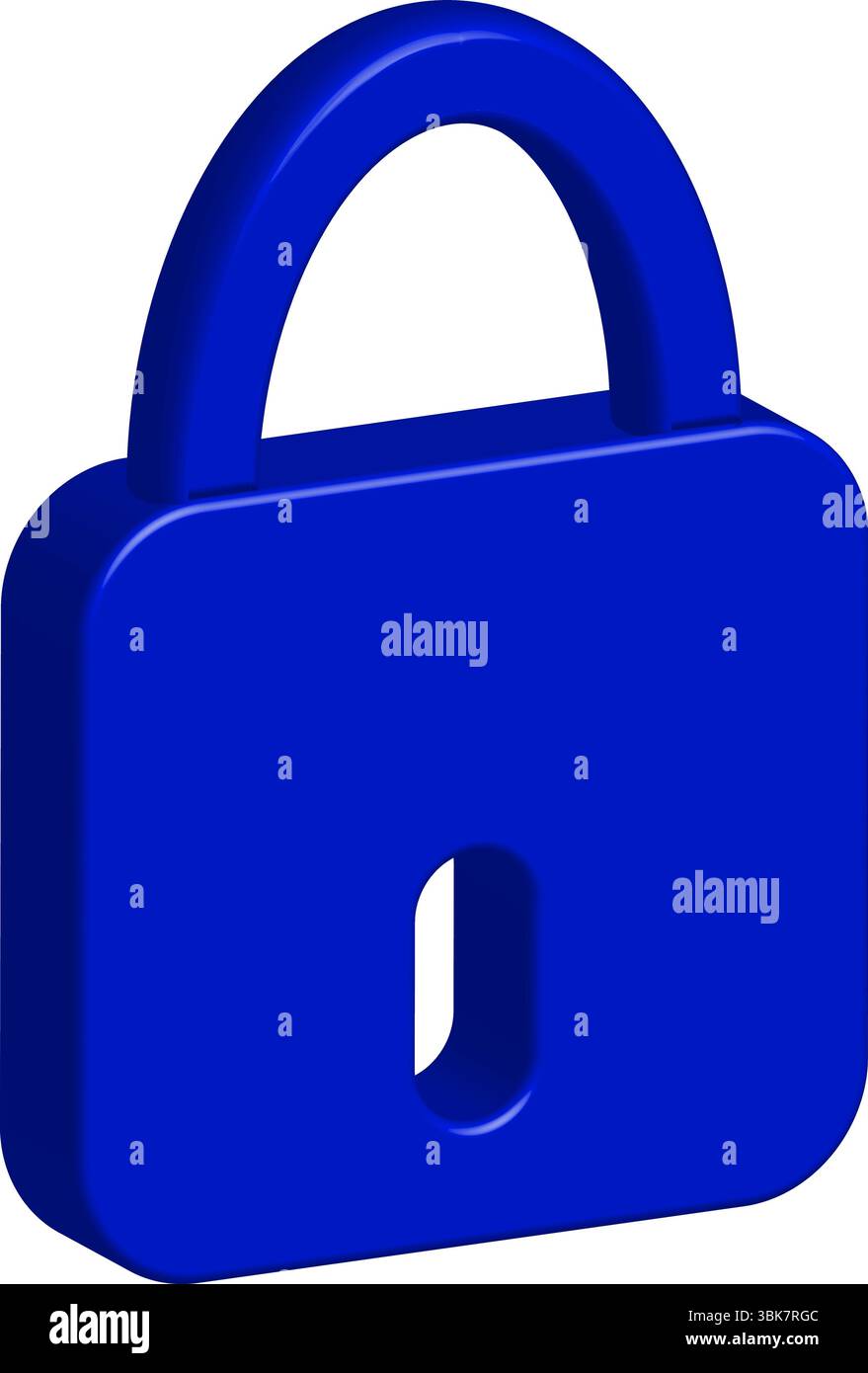Icona del lucchetto blu - simbolo di sicurezza e privacy 3d. Illustrazione Vettoriale