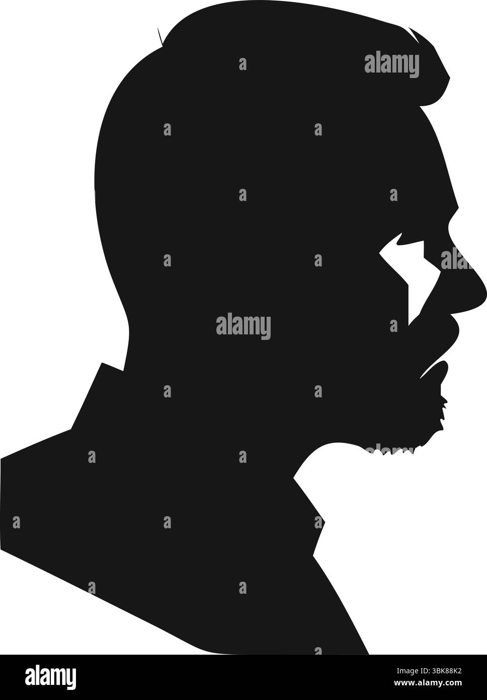 Vettoriale silhouette profilo uomo, Clipart faccia maschio nero, testa umana isolata, contorno semplice, vista laterale, icona Ritratto, design minimalista, People Symbol. Illustrazione Vettoriale