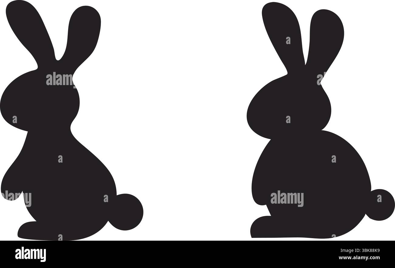 Vettore silhouette coniglio, Clipart Black Bunny, animale isolato, profilo carino degli animali, illustrazione natura selvaggia, design semplice, singolo o impostato Illustrazione Vettoriale