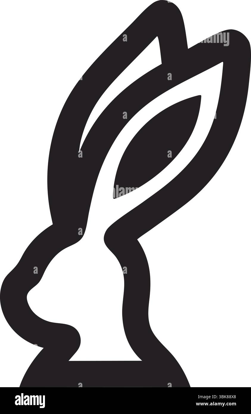 Vettore silhouette coniglio, Clipart Black Bunny, animale isolato, profilo carino degli animali, illustrazione natura selvaggia, design semplice, singolo o impostato Illustrazione Vettoriale