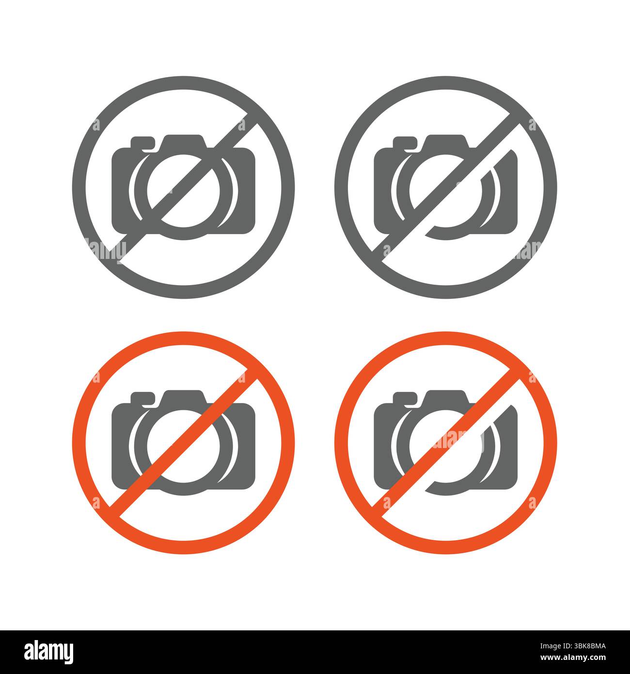 Nessun segnale di divieto della telecamera impostato. Non è consentito scattare fotografie e non è consentito scattare l'icona vettoriale. Illustrazione Vettoriale