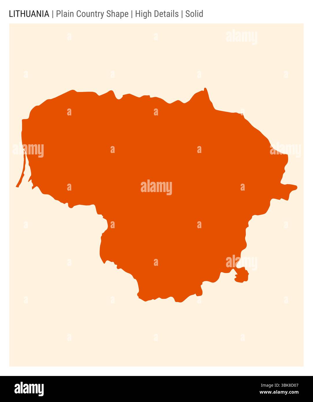 Mappa del paese di pianura della Lituania. Dettagli di alto livello. Stile solido. Forma della Lituania. Illustrazione vettoriale. Illustrazione Vettoriale