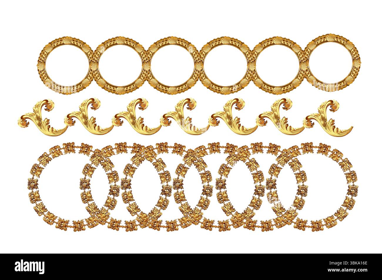 Dettagli dorati al castello di Versailles. Francia. isolato su sfondo bianco Foto Stock