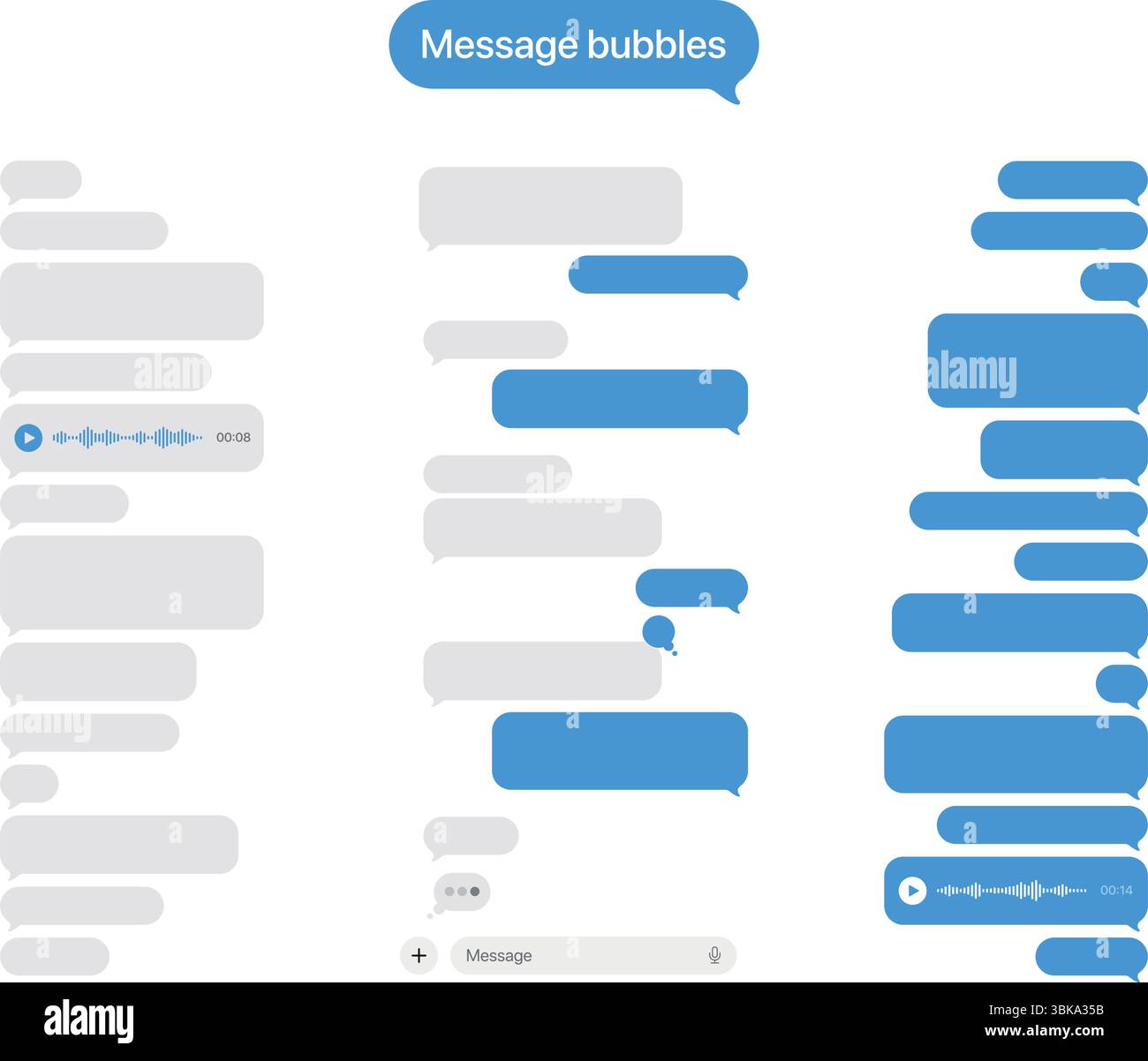 Illustrazione vettoriale di dimensioni diverse delle bolle di messaggio diretto versione 2026 Illustrazione Vettoriale