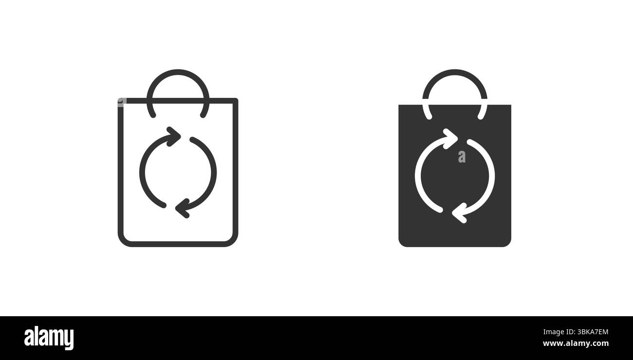 Set di icone del sacchetto di riciclaggio che rappresenta una gestione responsabile dei rifiuti. Illustrazione Vettoriale
