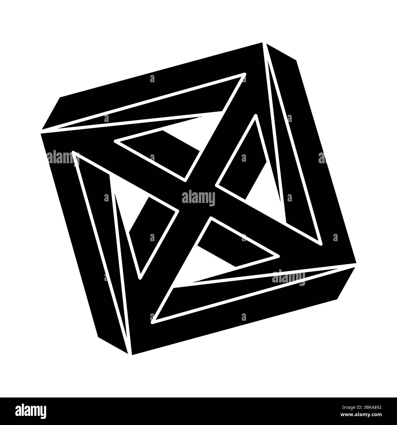 Forma illusoria ottica, figura impossibile, oggetto artistico ottico. Geometria sacra. Illustrazione Vettoriale