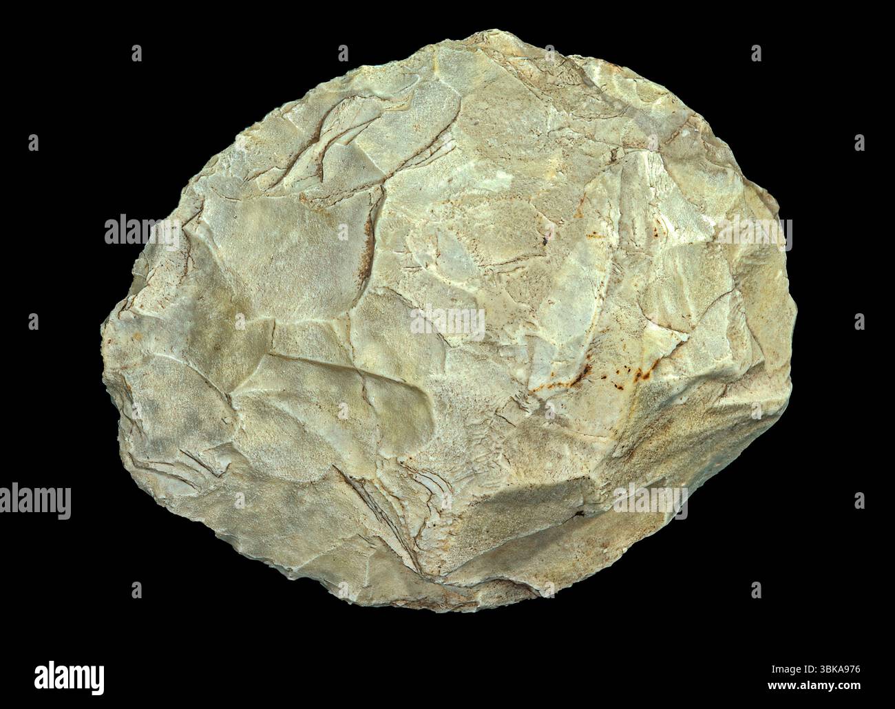 Questa ascia Acheuleana, realizzata dall'Homo erectus tra 500.000 e 750.000 anni fa, periodo paleolitico inferiore Foto Stock