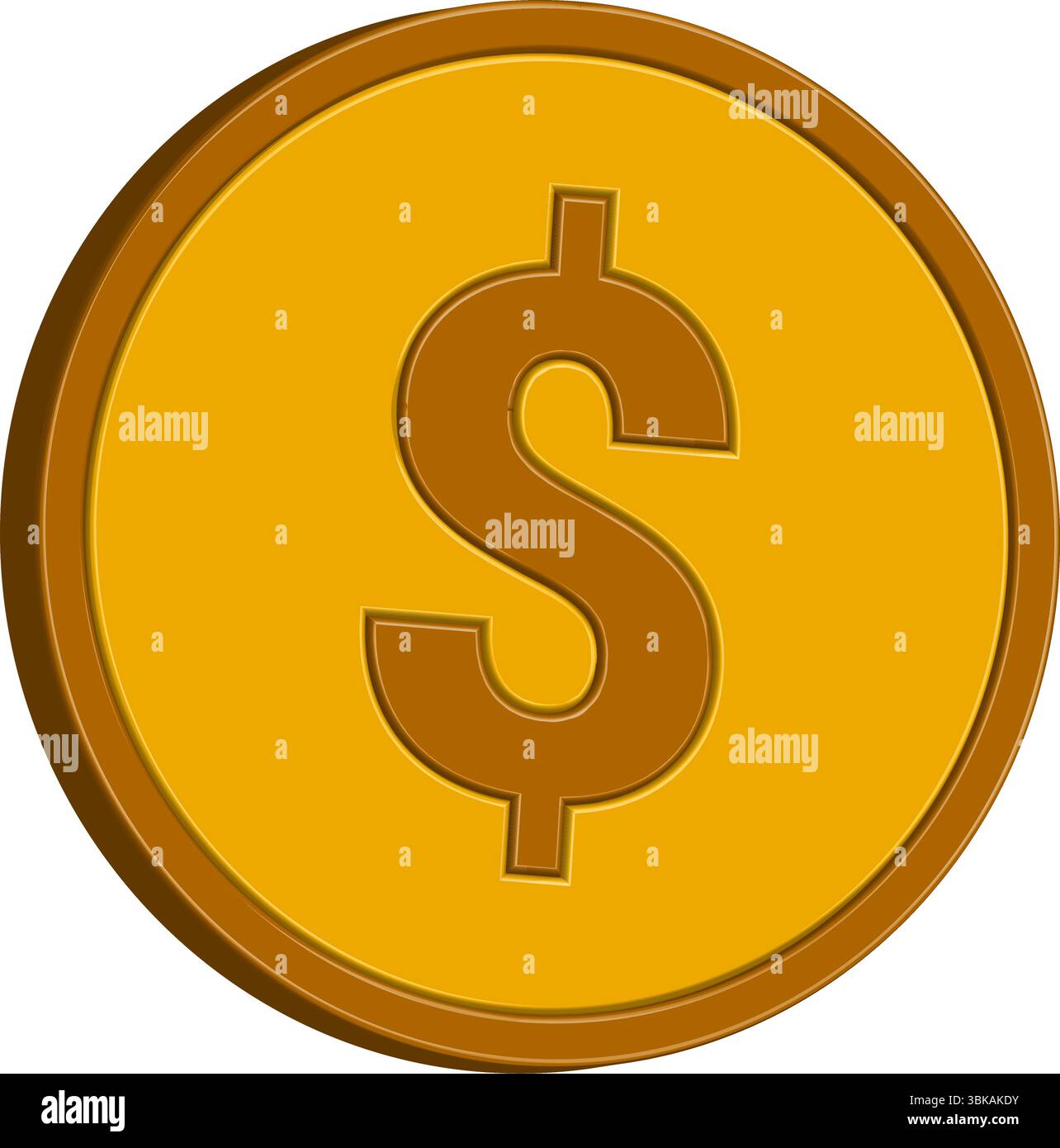 Icona moneta in dollari d'oro - simbolo di denaro e finanza 3D per aziende e investimenti Illustrazione Vettoriale