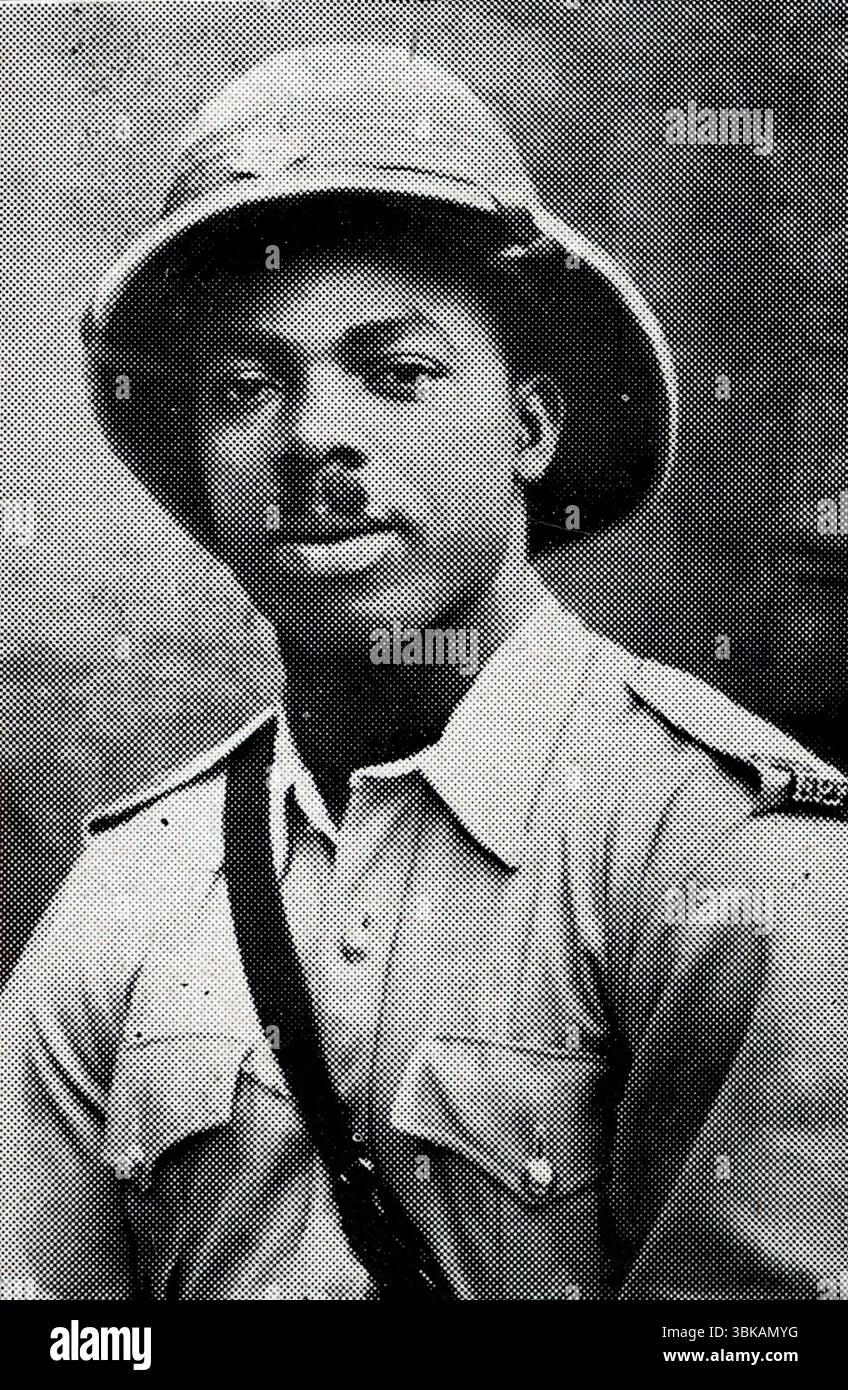 Ritratto del sottoispettore Emmanuel Agulefo, vincitore della medaglia di polizia coloniale per Gallantry. Da un esempio stampato pubblicato presso il quartier generale della polizia nigeriana a Lagos, in Nigeria Police Magazine, 1948-1950. Foto Stock