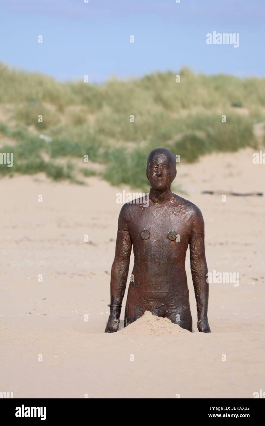 Antony Gormley è un altro posto, Crosby Beach Foto Stock