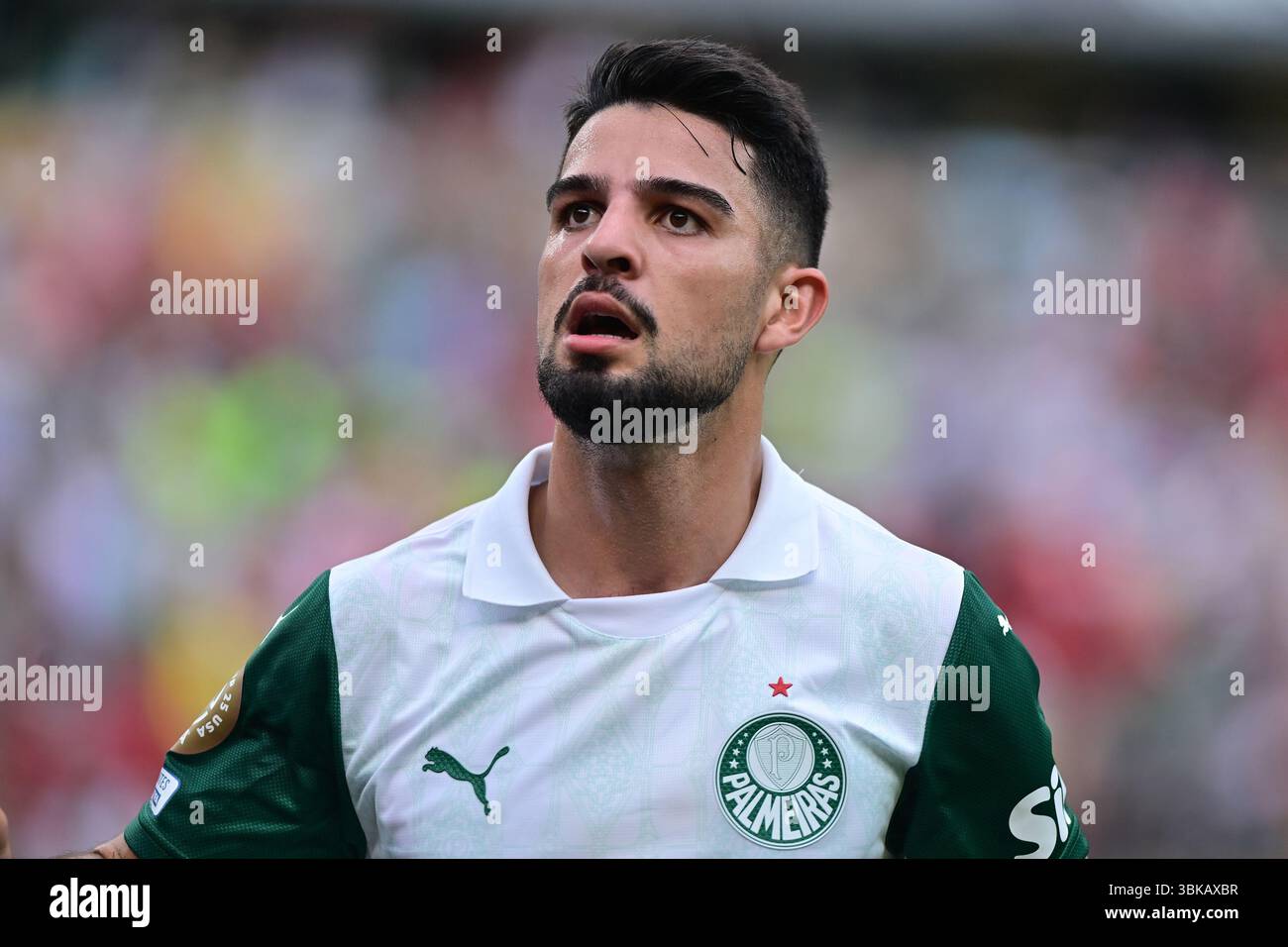 NEW YORK (NY), 06/19/2025 - CLUB WORLD CUP/PALMEIRAS X AL-ALHY(EGY) - Flaco Lopez di Palmeiras, durante la partita tra IL PALMEIRAS X AL-ALHY (EGY), valida per il secondo turno della fase a gironi della Coppa del mondo per club 2025, tenutasi presso il MetLife Stadium, in New Jersey, il giorno 19. (Foto: Eduardo Carmim/Alamy Live News) Foto Stock