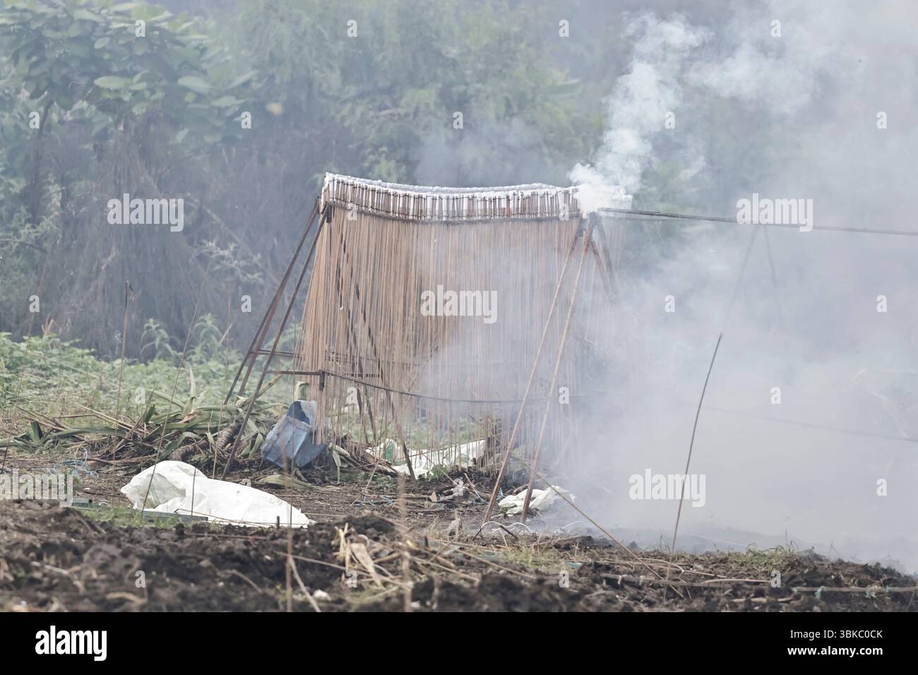 19 giugno 2025, Messico, CDM, Messico: La città di CulhuacÃÂn appartiene a Iztapalapa, dove celebrano il giorno dei muli, o Corpus Domini. Durante il giorno, portano bambini vestiti da indigeni, preparano i chilaquile da regalare a residenti e visitatori, e fanno scattare fuochi d'artificio come parte di questa celebrazione cattolica, iniziata da Papa Urbano IV nel 1246. Oltre a celebrare il Corpus Domini con attività religiose per l'Eucaristia, i muli sono importanti in questa data perché i residenti di questa comunità viaggiavano su questi animali da branco e si recavano alla Basilica di Guadalu Foto Stock