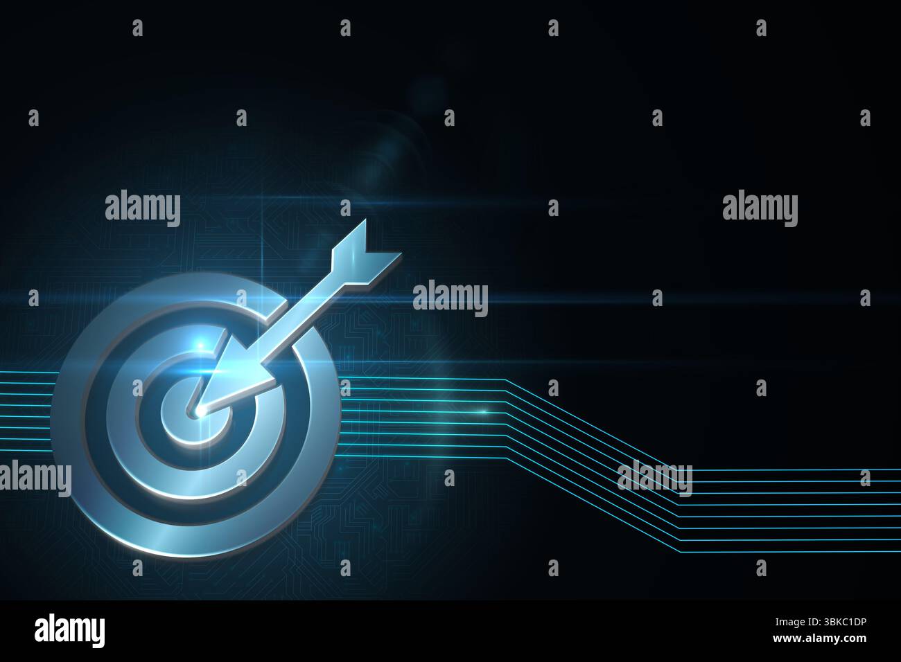 Shiny bersaglio su sfondo nero Foto Stock